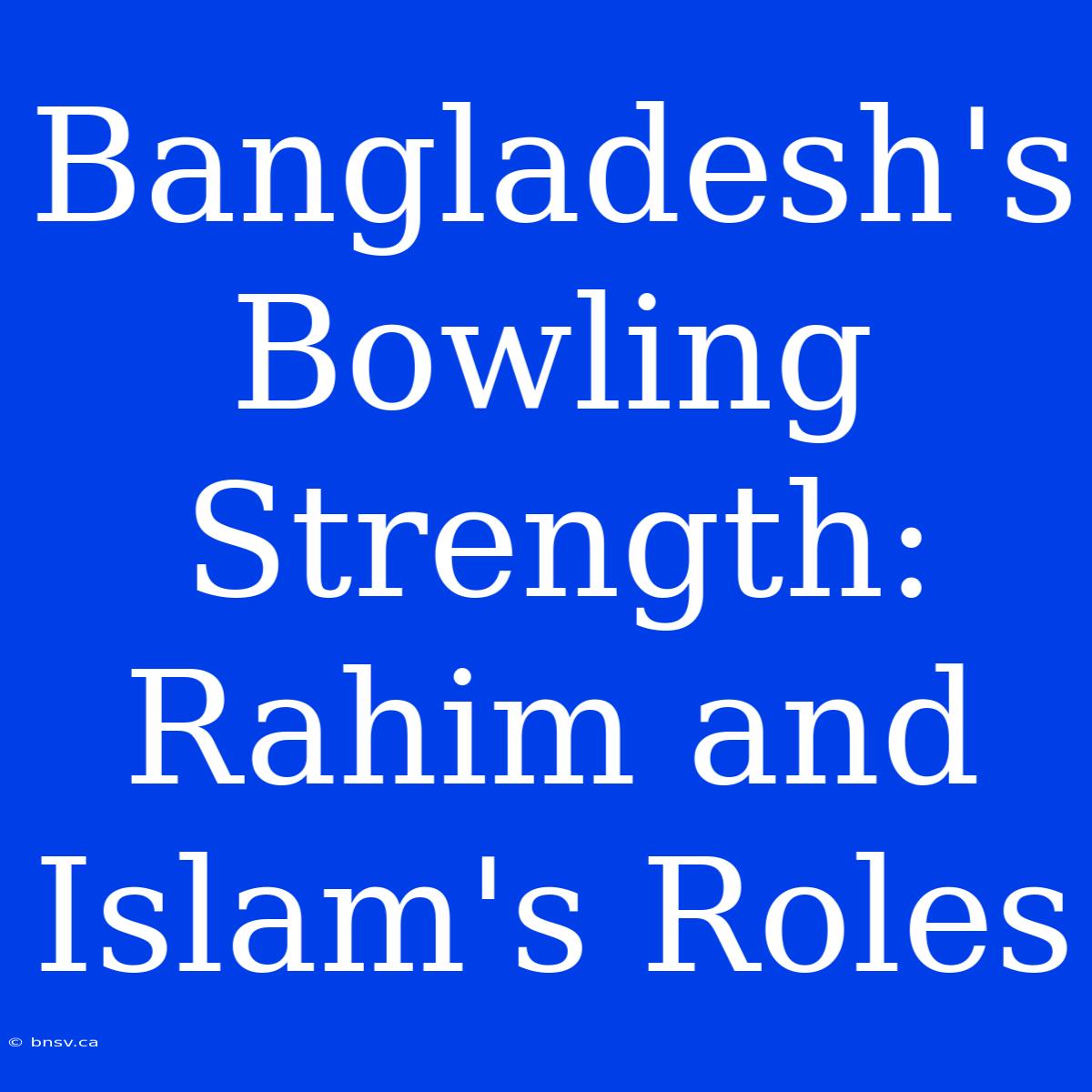 Bangladesh's Bowling Strength: Rahim And Islam's Roles