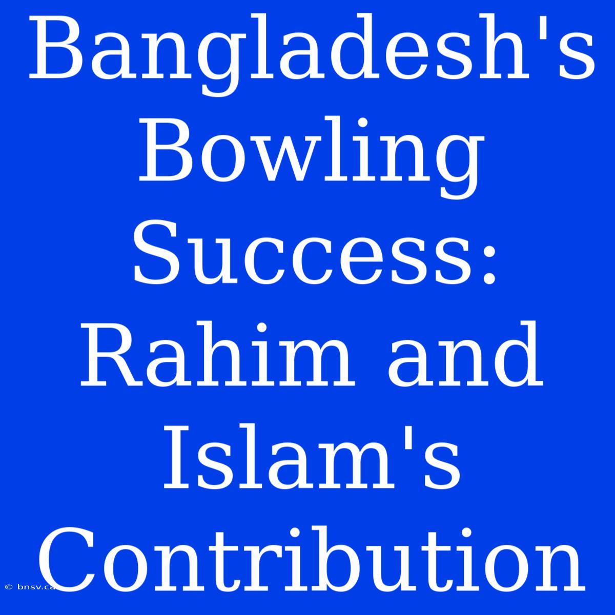 Bangladesh's Bowling Success: Rahim And Islam's Contribution