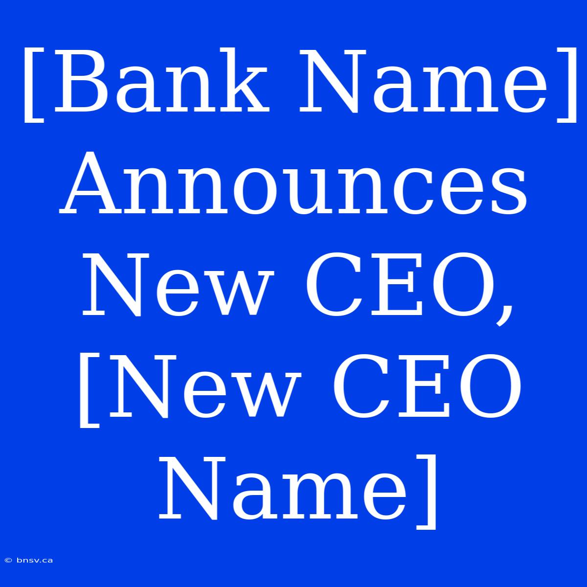 [Bank Name] Announces New CEO, [New CEO Name]