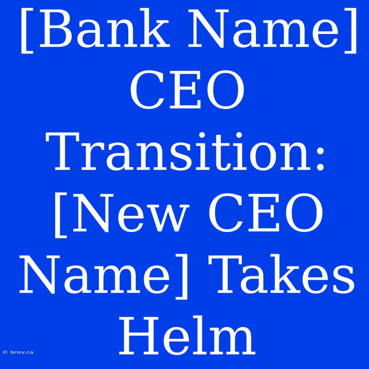 [Bank Name] CEO Transition: [New CEO Name] Takes Helm