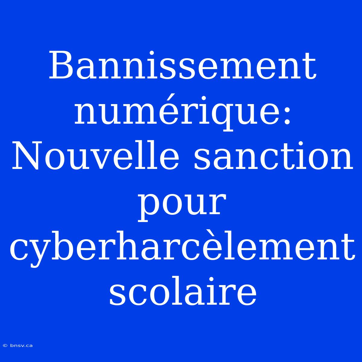 Bannissement Numérique: Nouvelle Sanction Pour Cyberharcèlement Scolaire