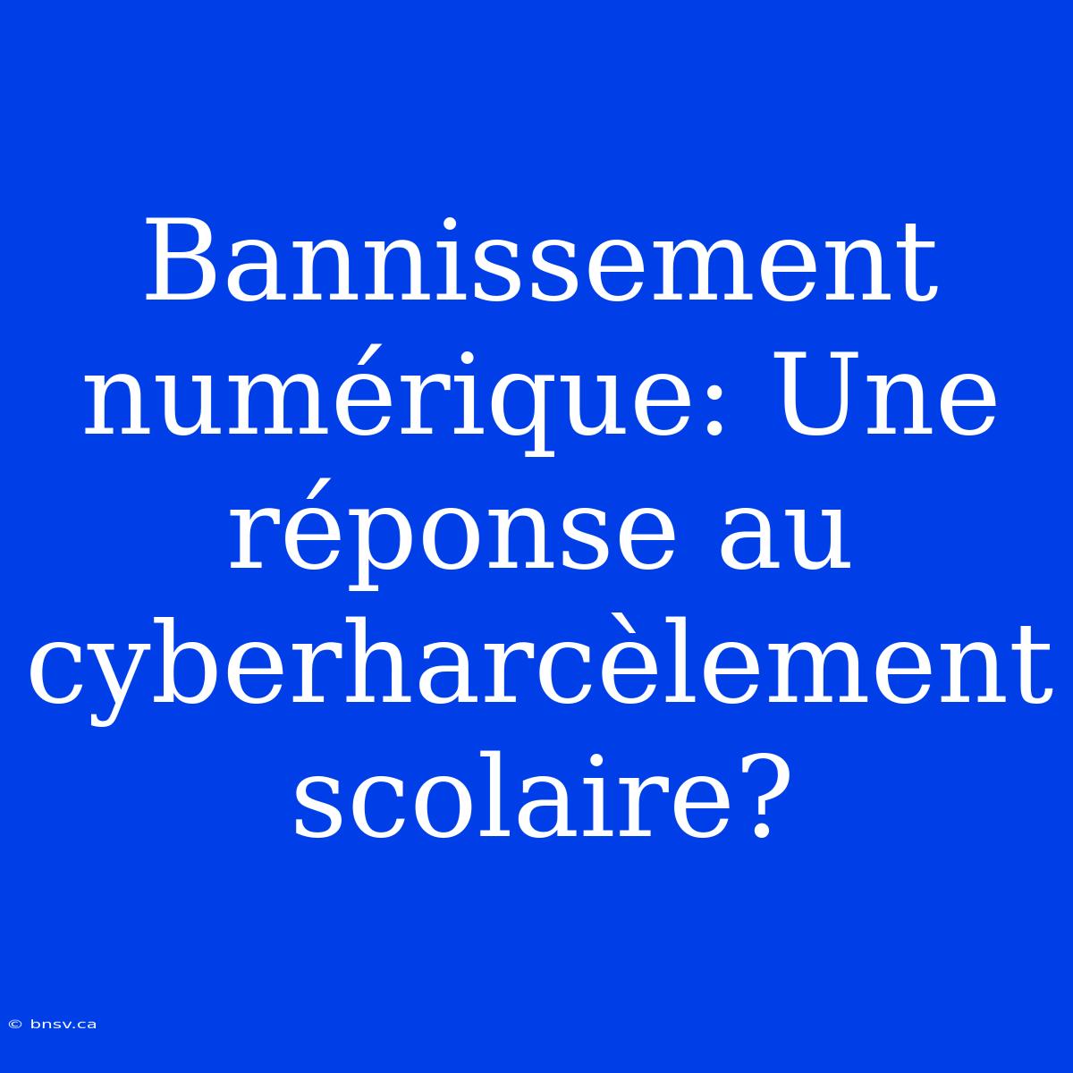 Bannissement Numérique: Une Réponse Au Cyberharcèlement Scolaire?