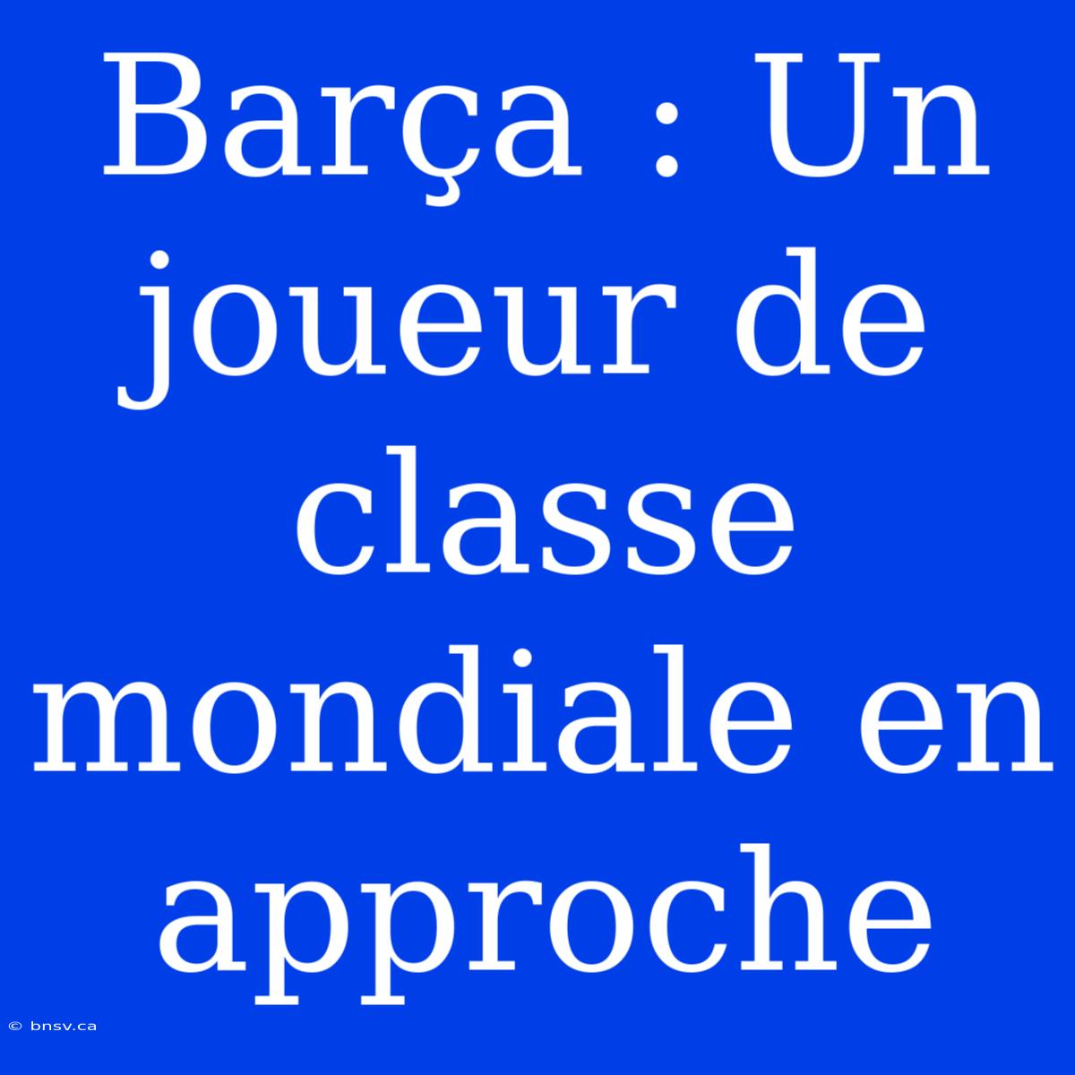 Barça : Un Joueur De Classe Mondiale En Approche