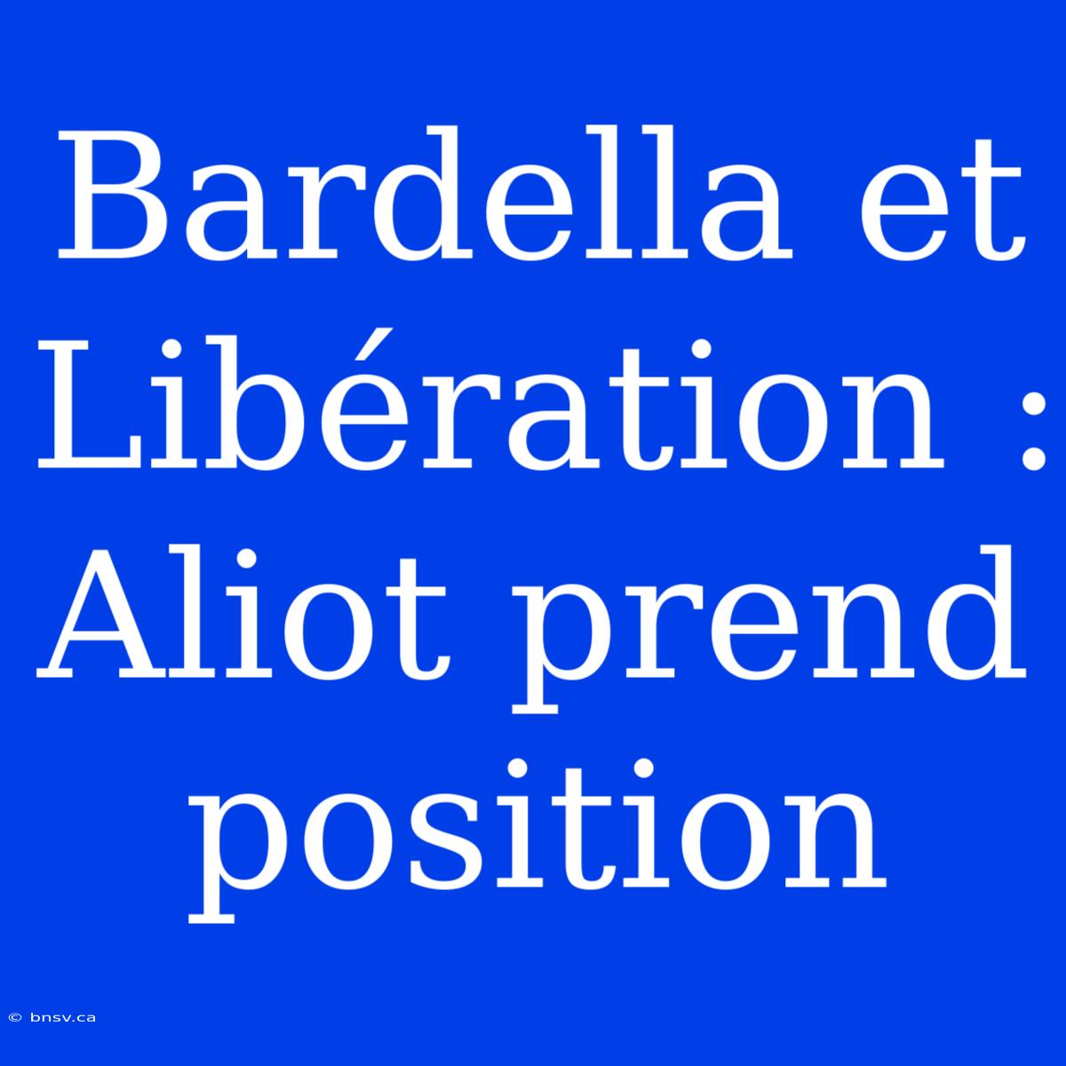 Bardella Et Libération : Aliot Prend Position