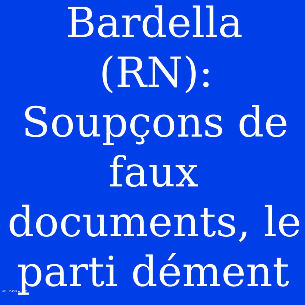 Bardella (RN): Soupçons De Faux Documents, Le Parti Dément