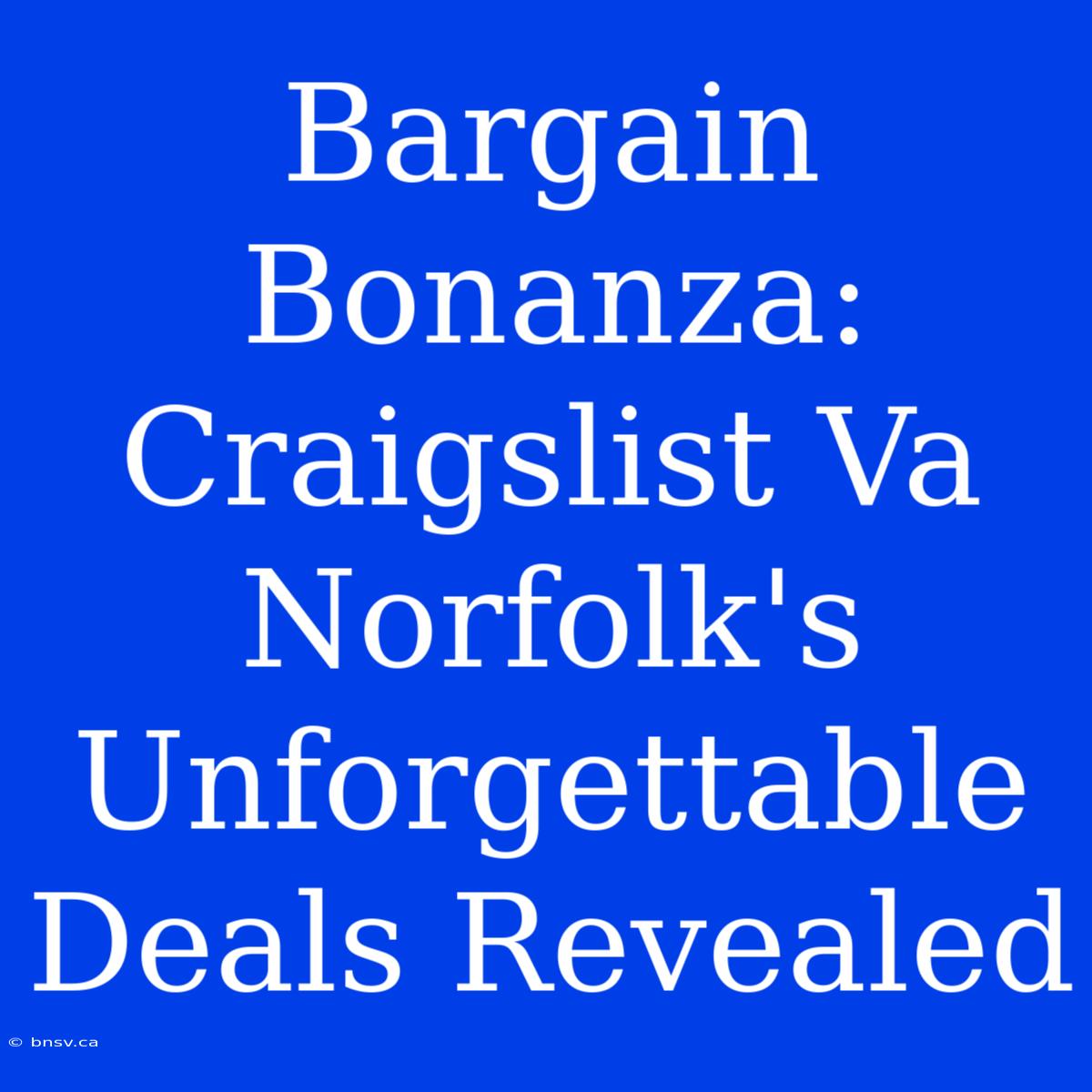 Bargain Bonanza: Craigslist Va Norfolk's Unforgettable Deals Revealed