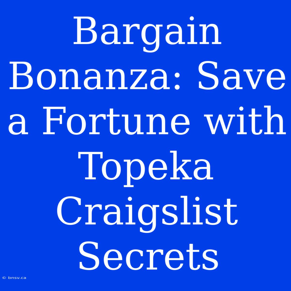 Bargain Bonanza: Save A Fortune With Topeka Craigslist Secrets