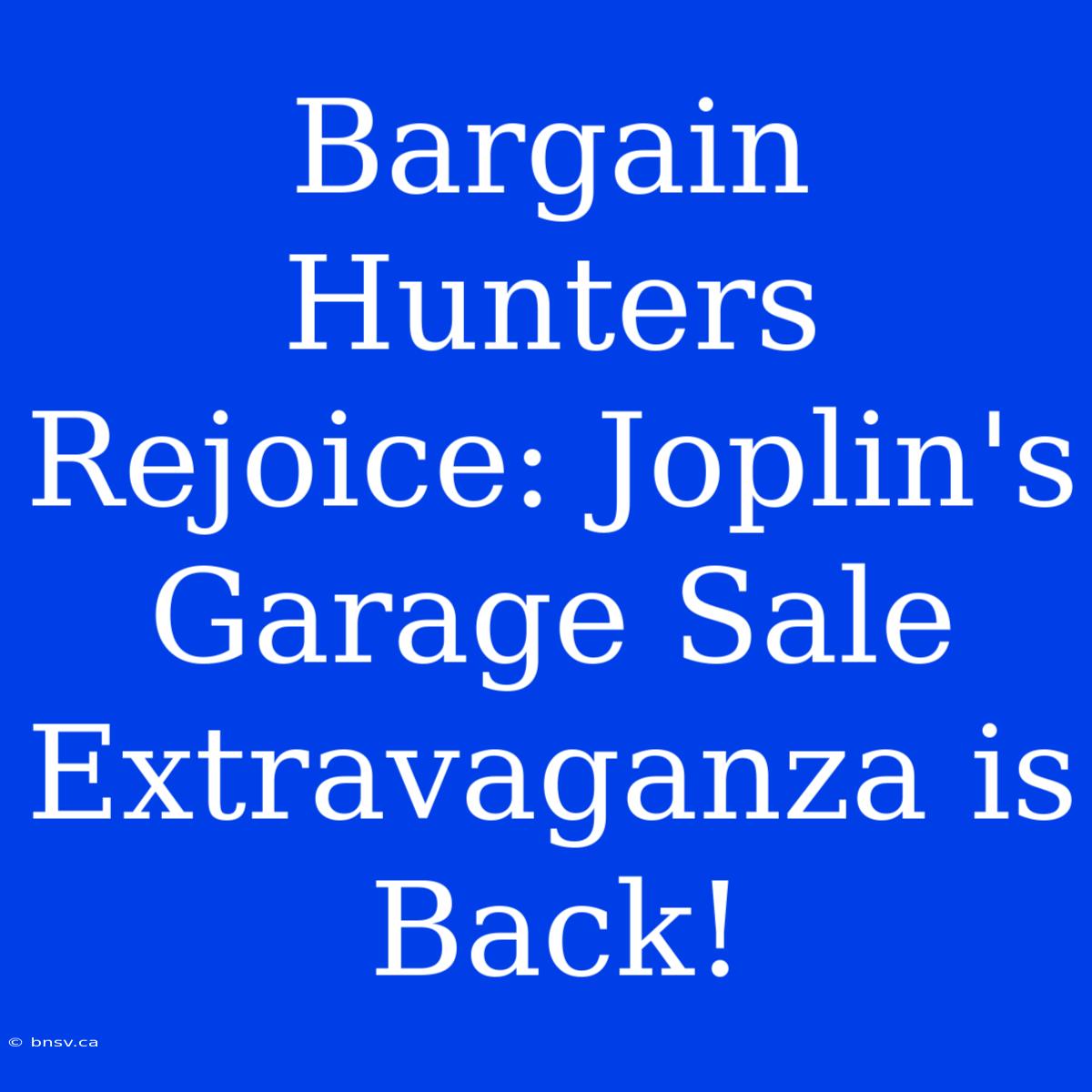 Bargain Hunters Rejoice: Joplin's Garage Sale Extravaganza Is Back!