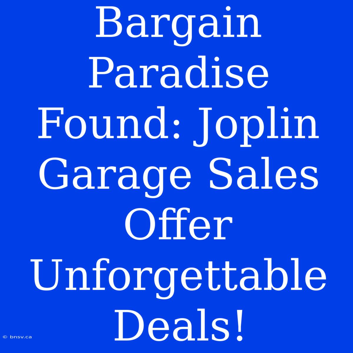 Bargain Paradise Found: Joplin Garage Sales Offer Unforgettable Deals!