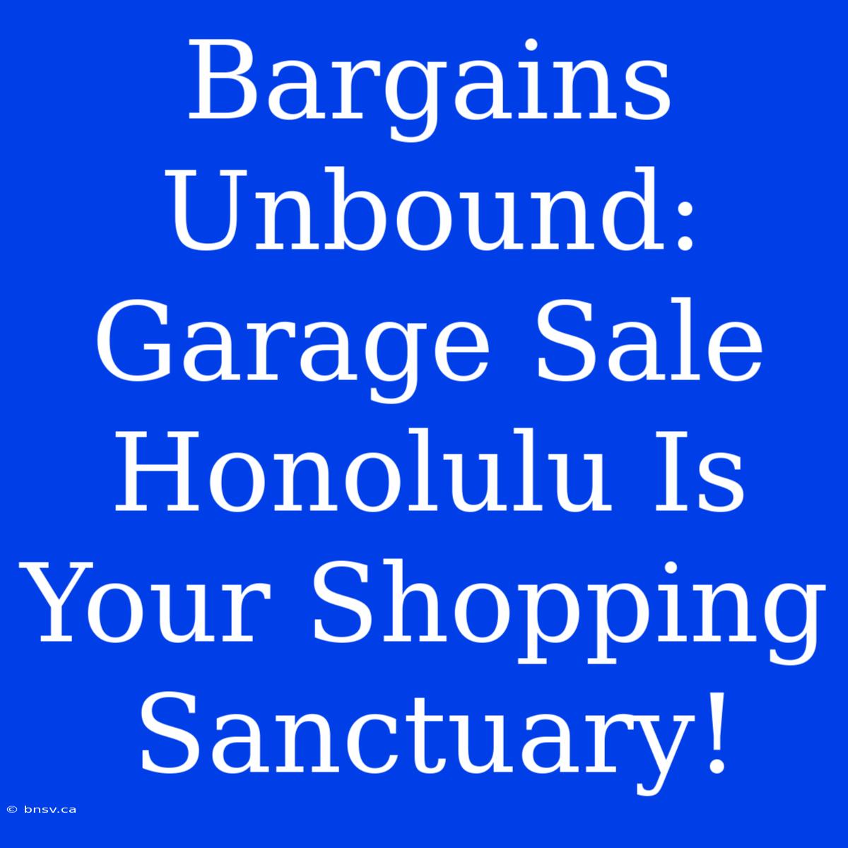 Bargains Unbound: Garage Sale Honolulu Is Your Shopping Sanctuary!