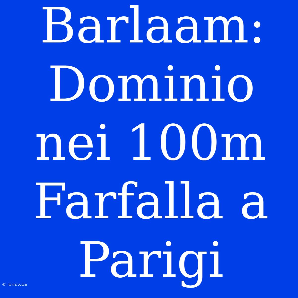 Barlaam: Dominio Nei 100m Farfalla A Parigi