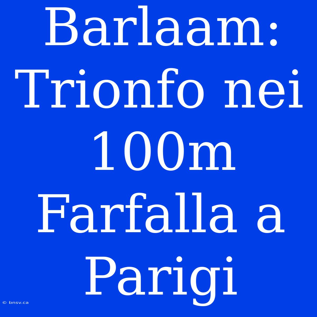 Barlaam: Trionfo Nei 100m Farfalla A Parigi