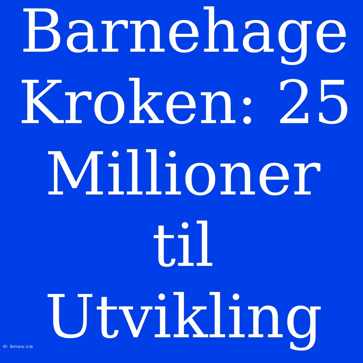 Barnehage Kroken: 25 Millioner Til Utvikling