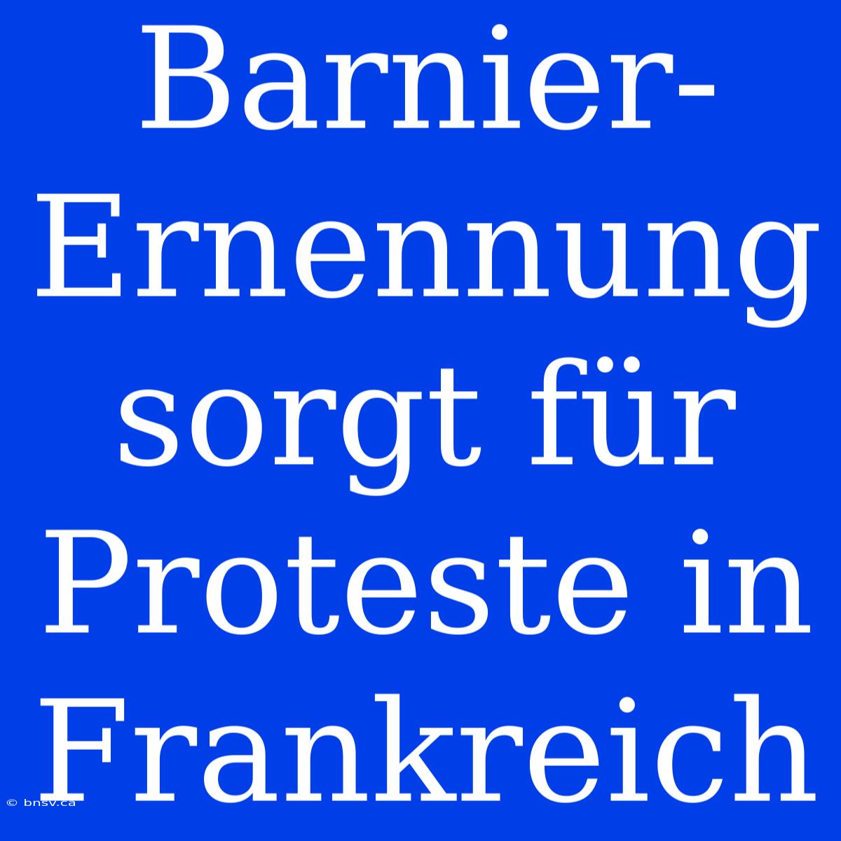 Barnier-Ernennung Sorgt Für Proteste In Frankreich