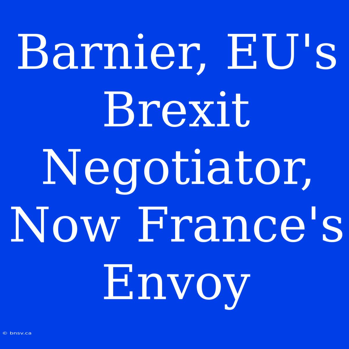 Barnier, EU's Brexit Negotiator, Now France's Envoy