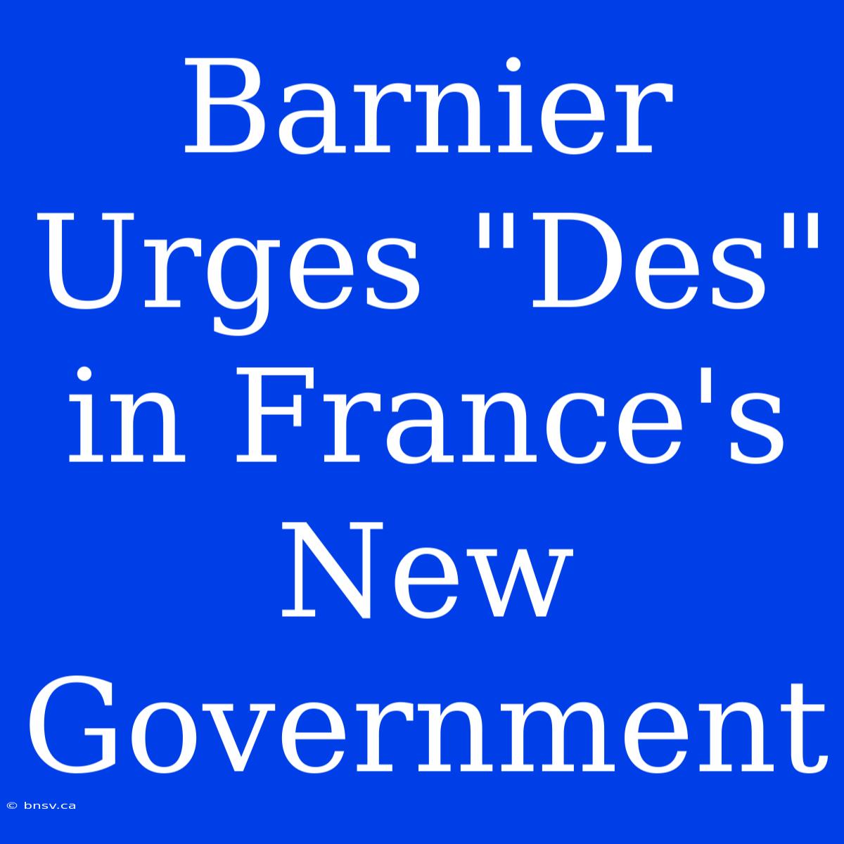 Barnier Urges 