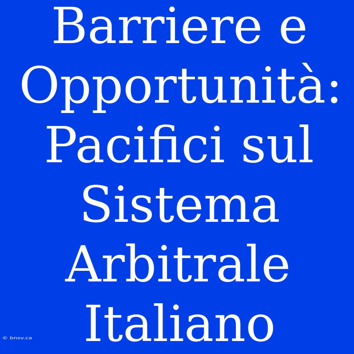 Barriere E Opportunità: Pacifici Sul Sistema Arbitrale Italiano