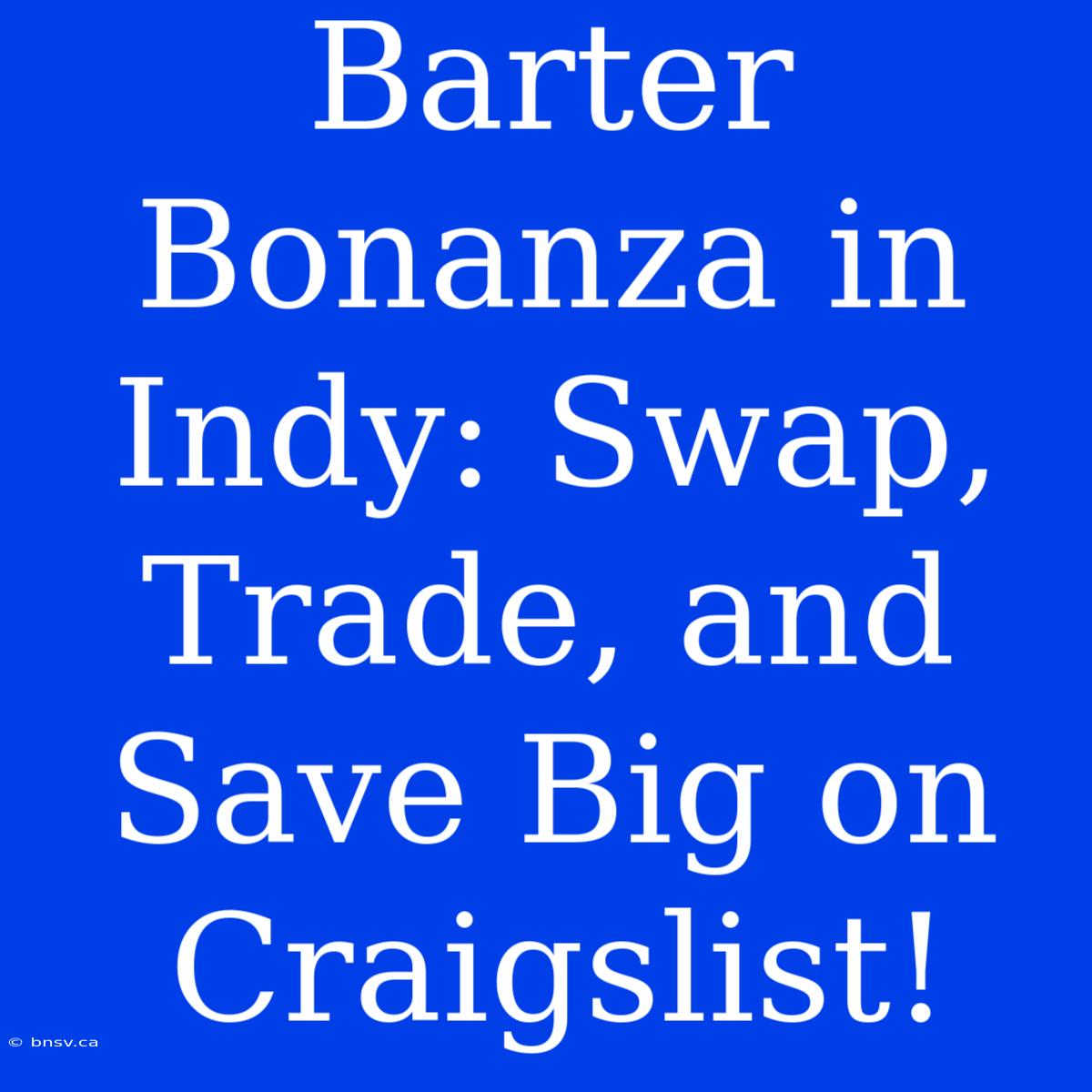 Barter Bonanza In Indy: Swap, Trade, And Save Big On Craigslist!