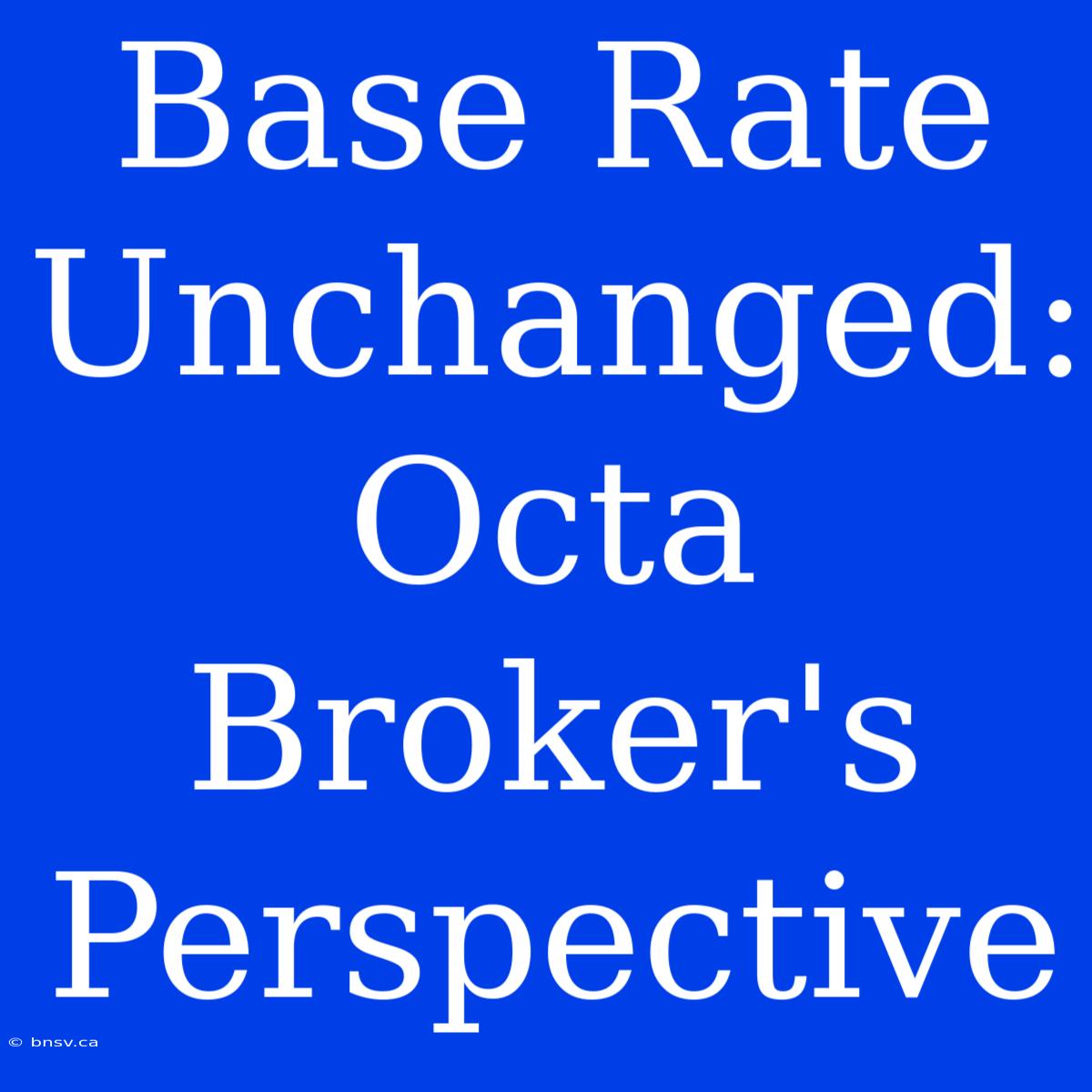 Base Rate Unchanged: Octa Broker's Perspective