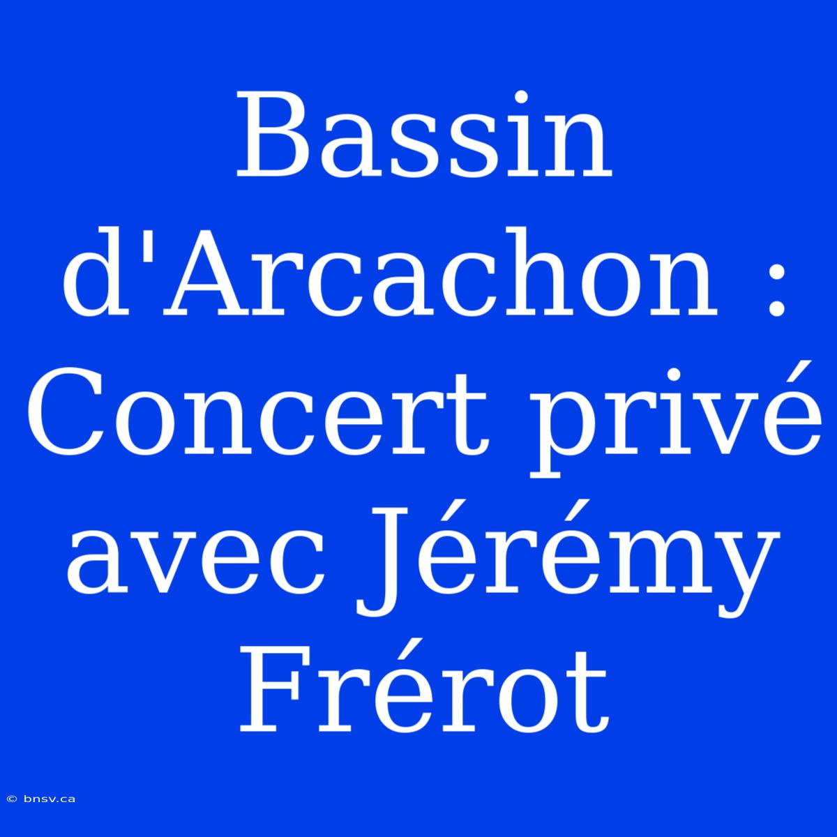 Bassin D'Arcachon : Concert Privé Avec Jérémy Frérot