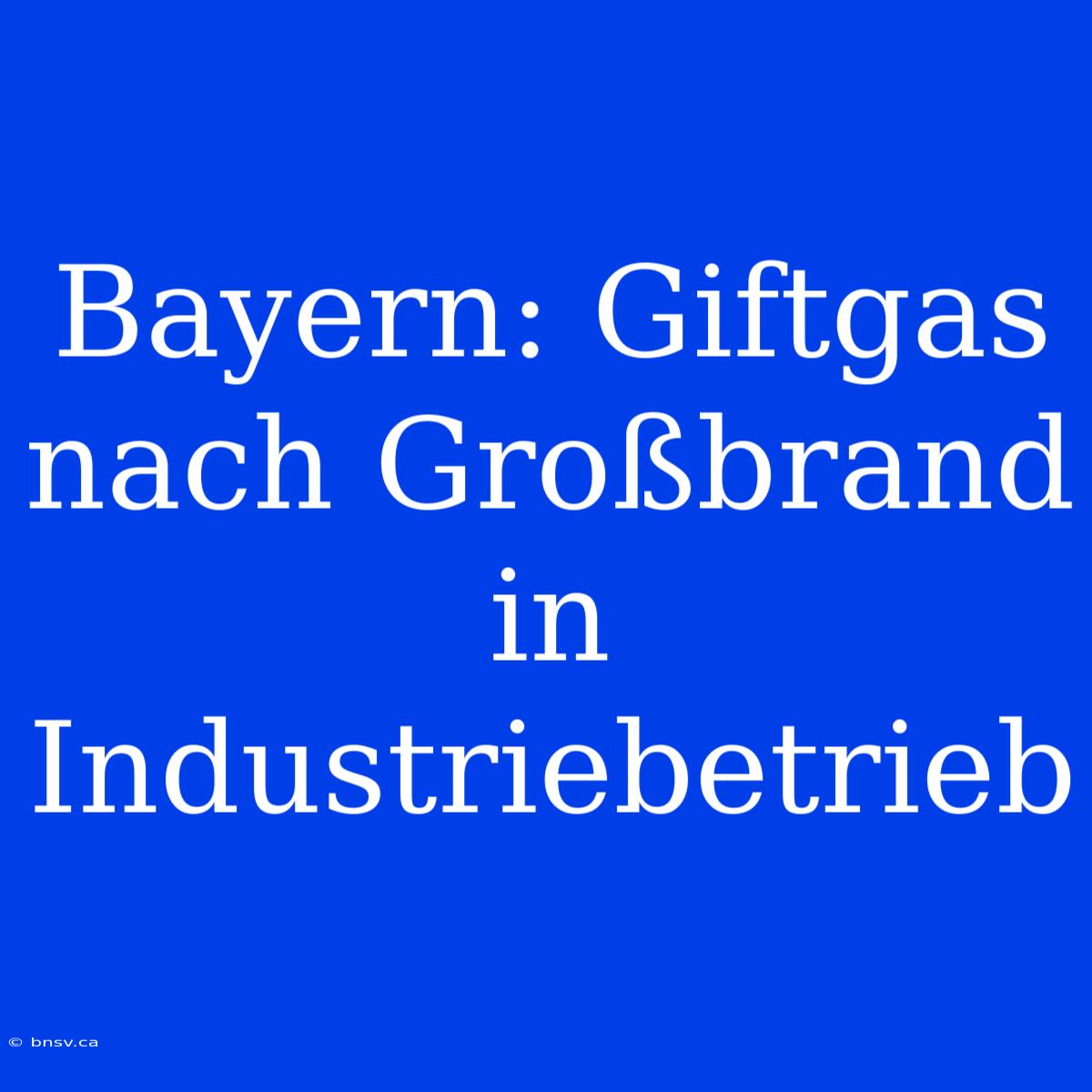 Bayern: Giftgas Nach Großbrand In Industriebetrieb