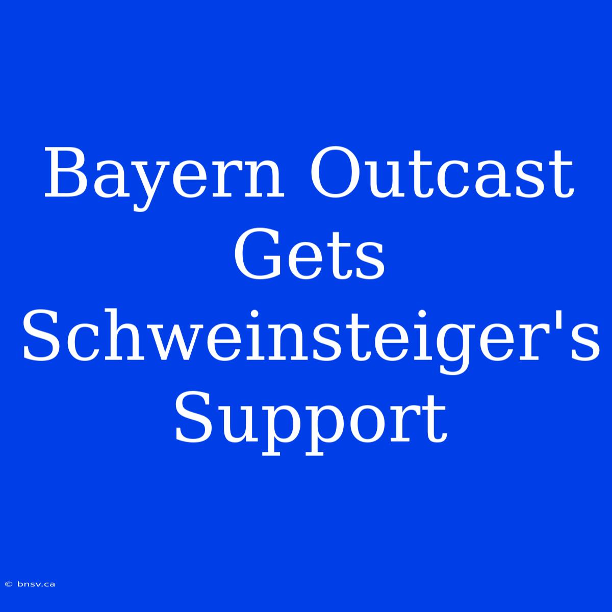 Bayern Outcast Gets Schweinsteiger's Support