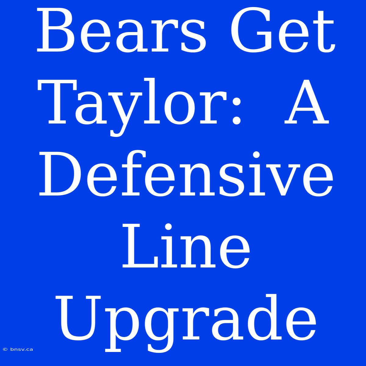 Bears Get Taylor:  A Defensive Line Upgrade