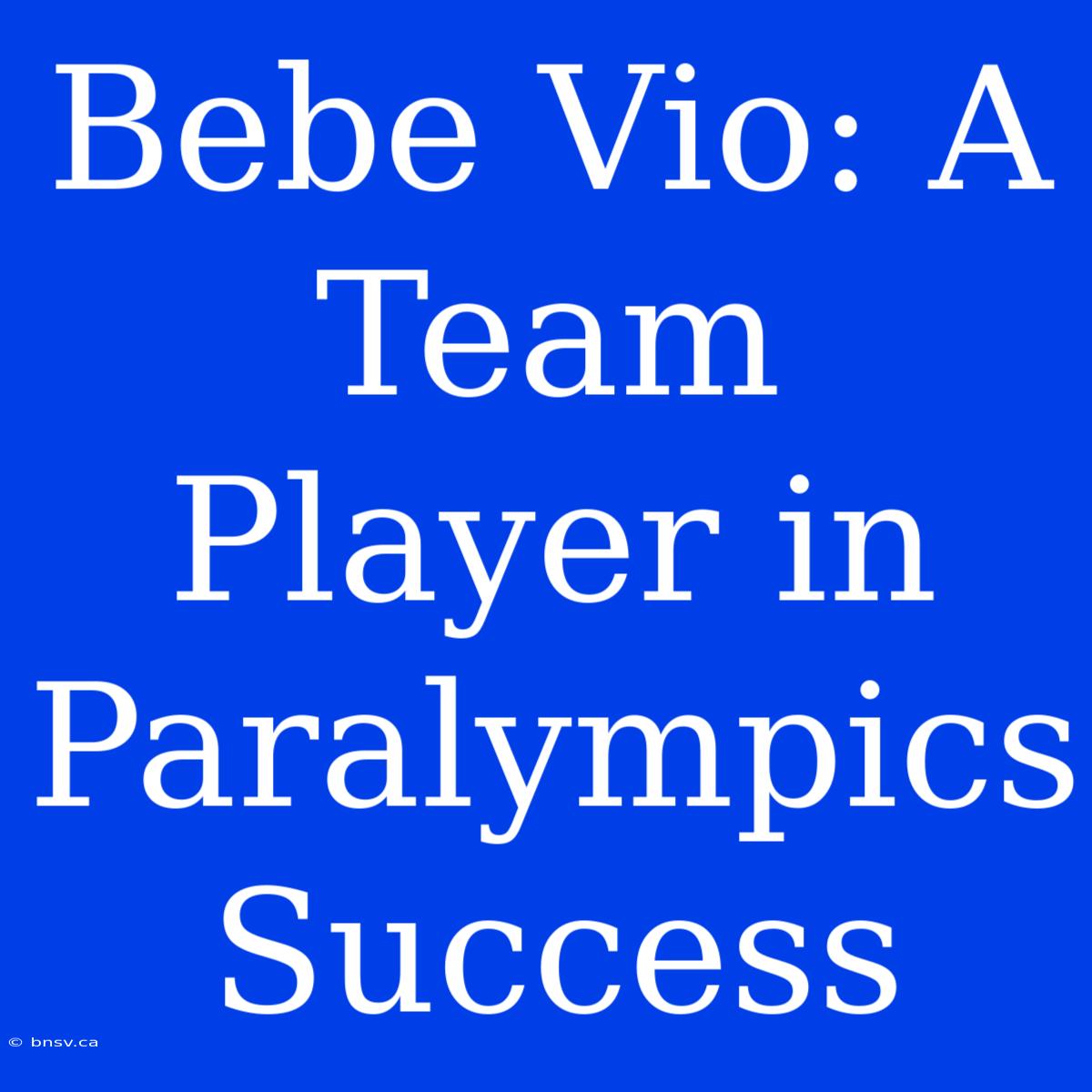 Bebe Vio: A Team Player In Paralympics Success