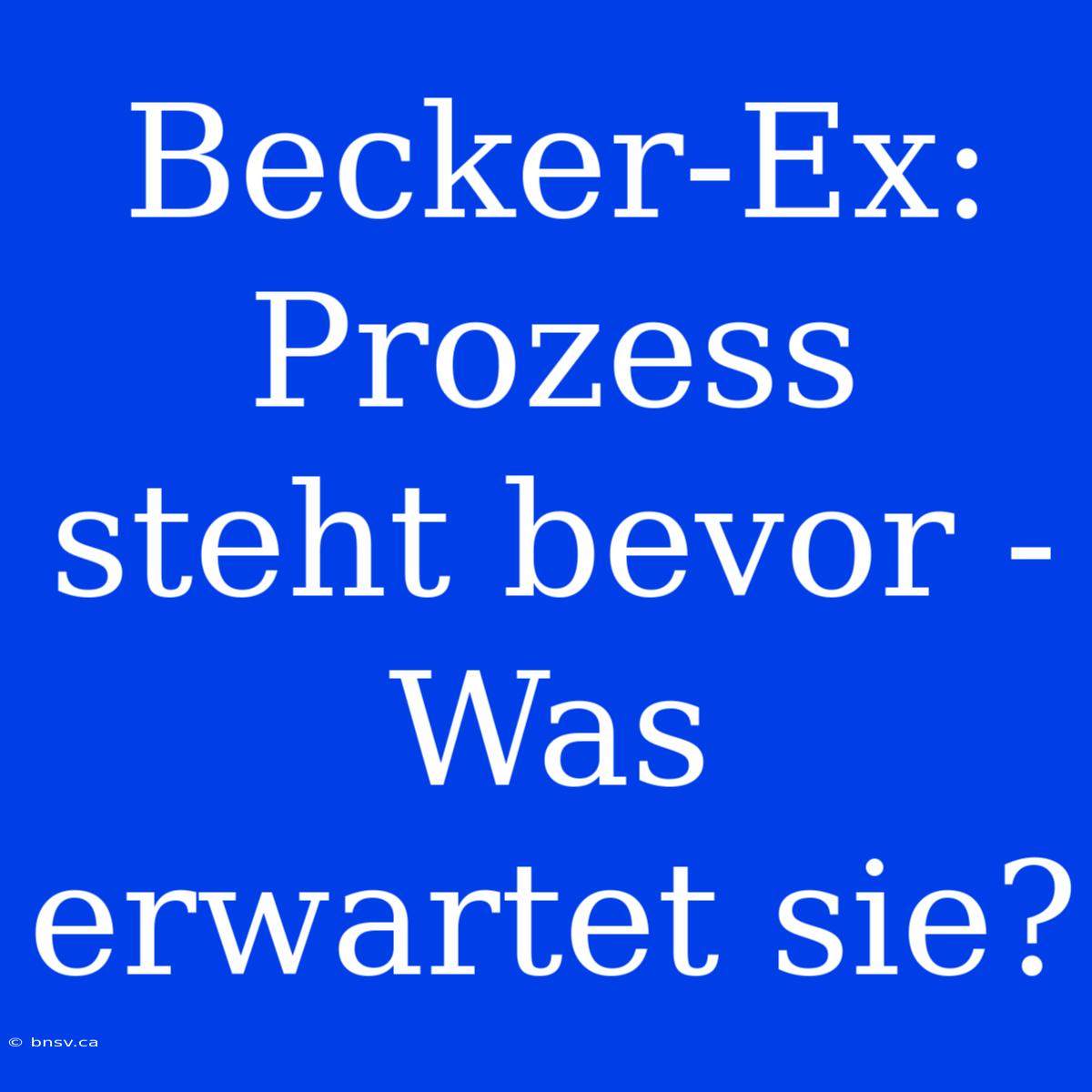 Becker-Ex: Prozess Steht Bevor - Was Erwartet Sie?