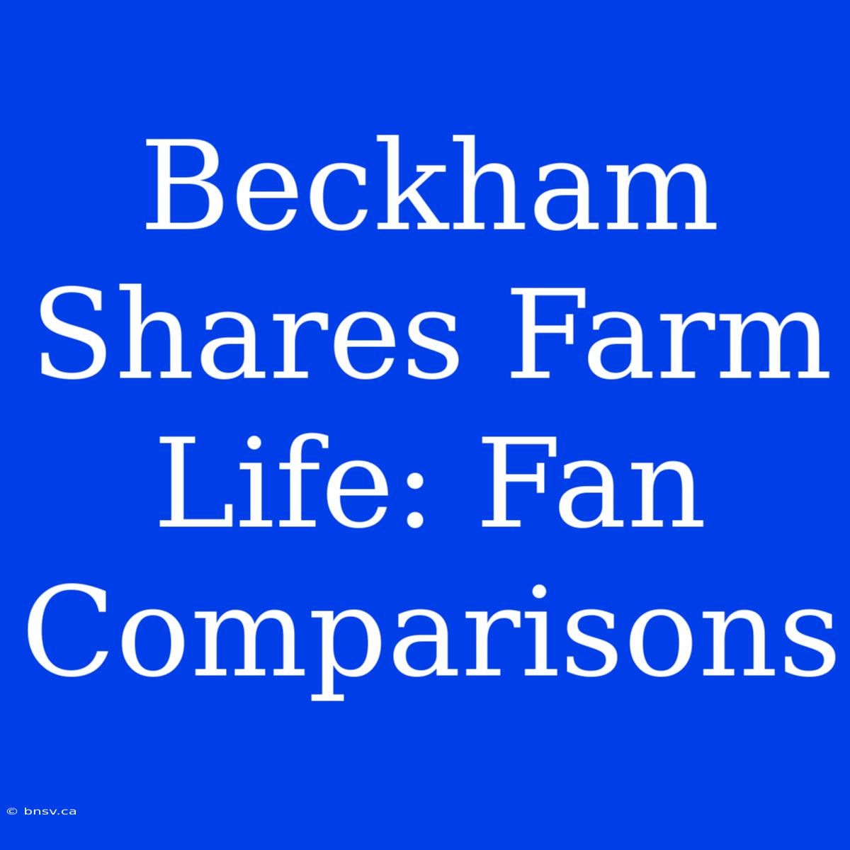 Beckham Shares Farm Life: Fan Comparisons