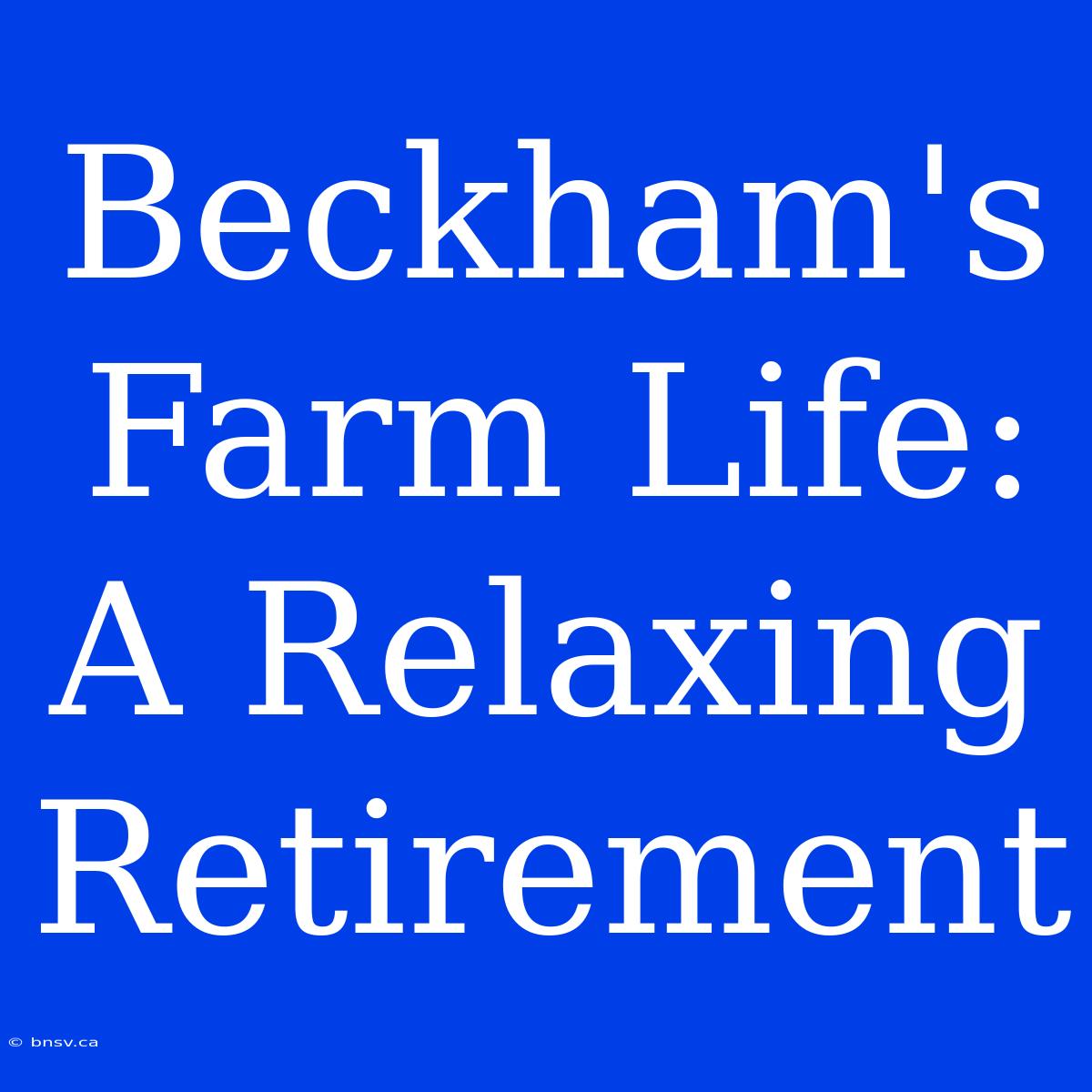 Beckham's Farm Life: A Relaxing Retirement