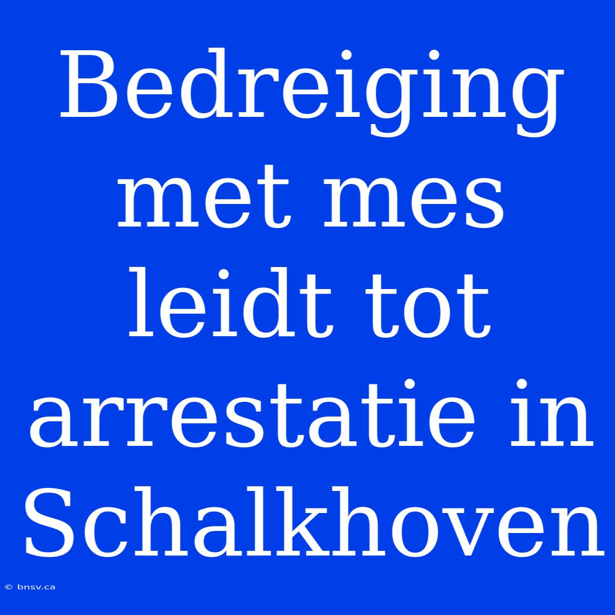 Bedreiging Met Mes Leidt Tot Arrestatie In Schalkhoven