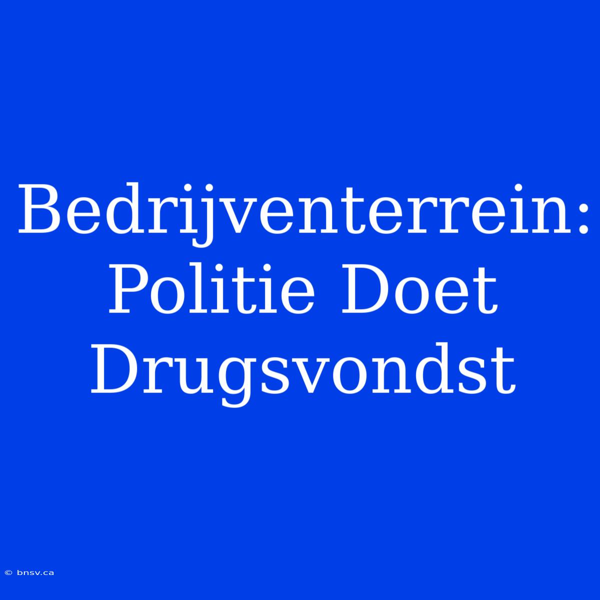 Bedrijventerrein: Politie Doet Drugsvondst