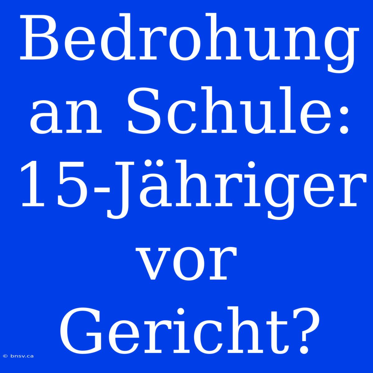 Bedrohung An Schule: 15-Jähriger Vor Gericht?