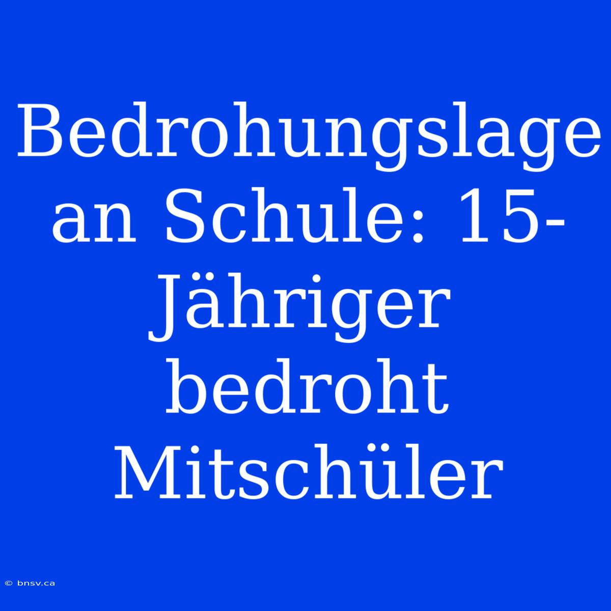 Bedrohungslage An Schule: 15-Jähriger Bedroht Mitschüler