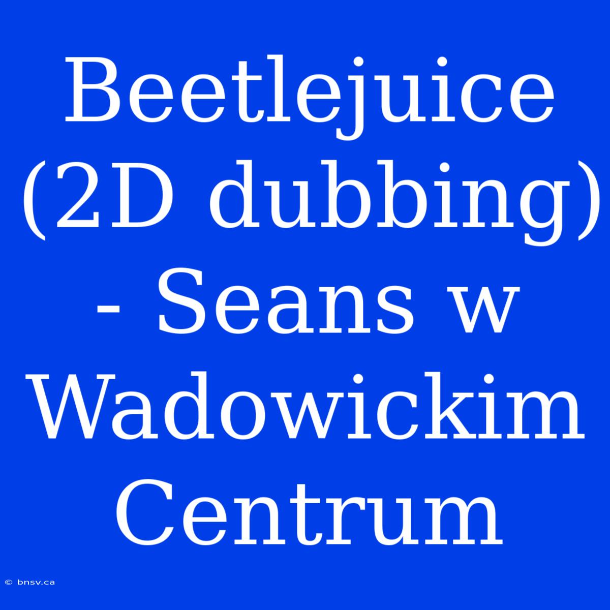 Beetlejuice (2D Dubbing) - Seans W Wadowickim Centrum