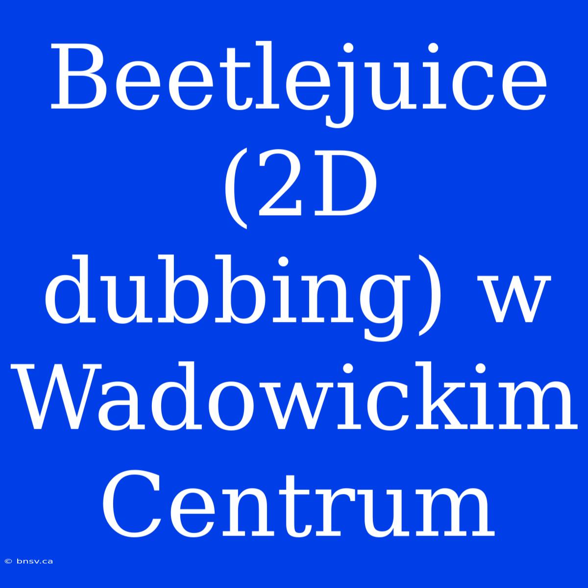 Beetlejuice (2D Dubbing) W Wadowickim Centrum