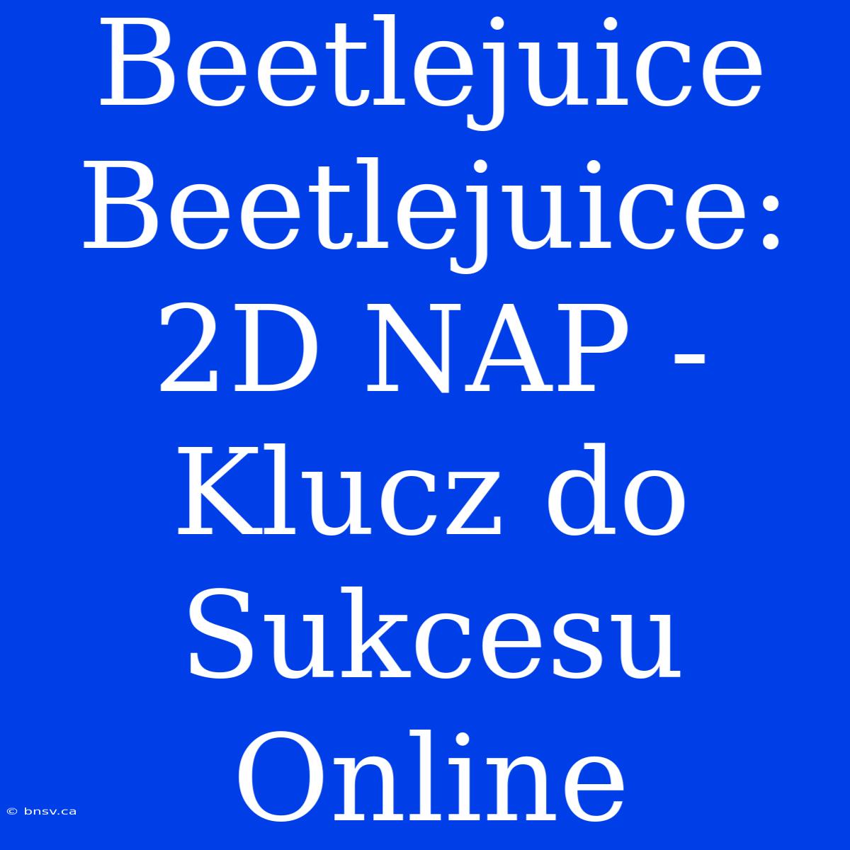 Beetlejuice Beetlejuice: 2D NAP - Klucz Do Sukcesu Online