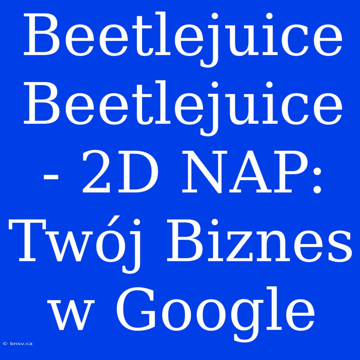 Beetlejuice Beetlejuice - 2D NAP: Twój Biznes W Google