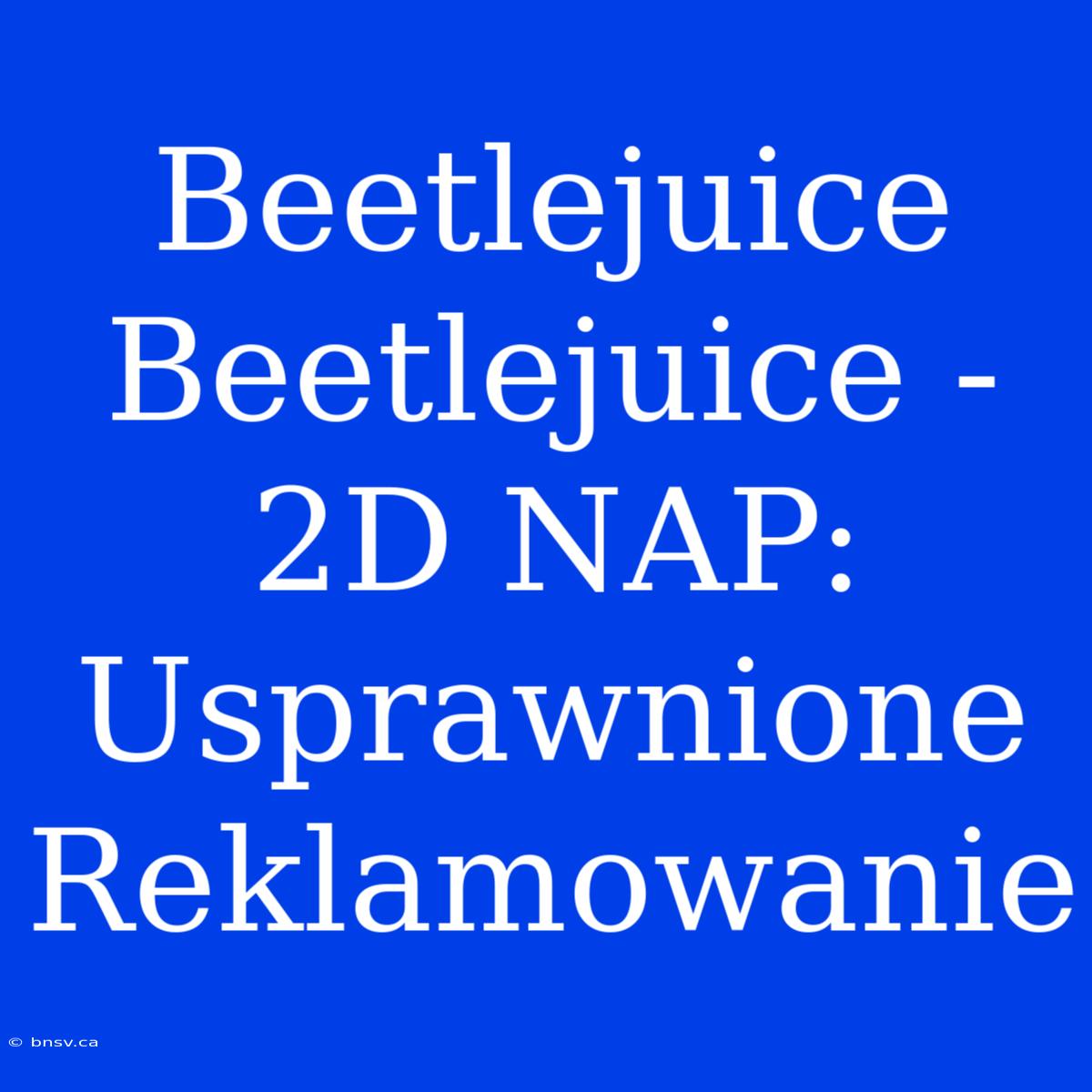 Beetlejuice Beetlejuice - 2D NAP: Usprawnione Reklamowanie