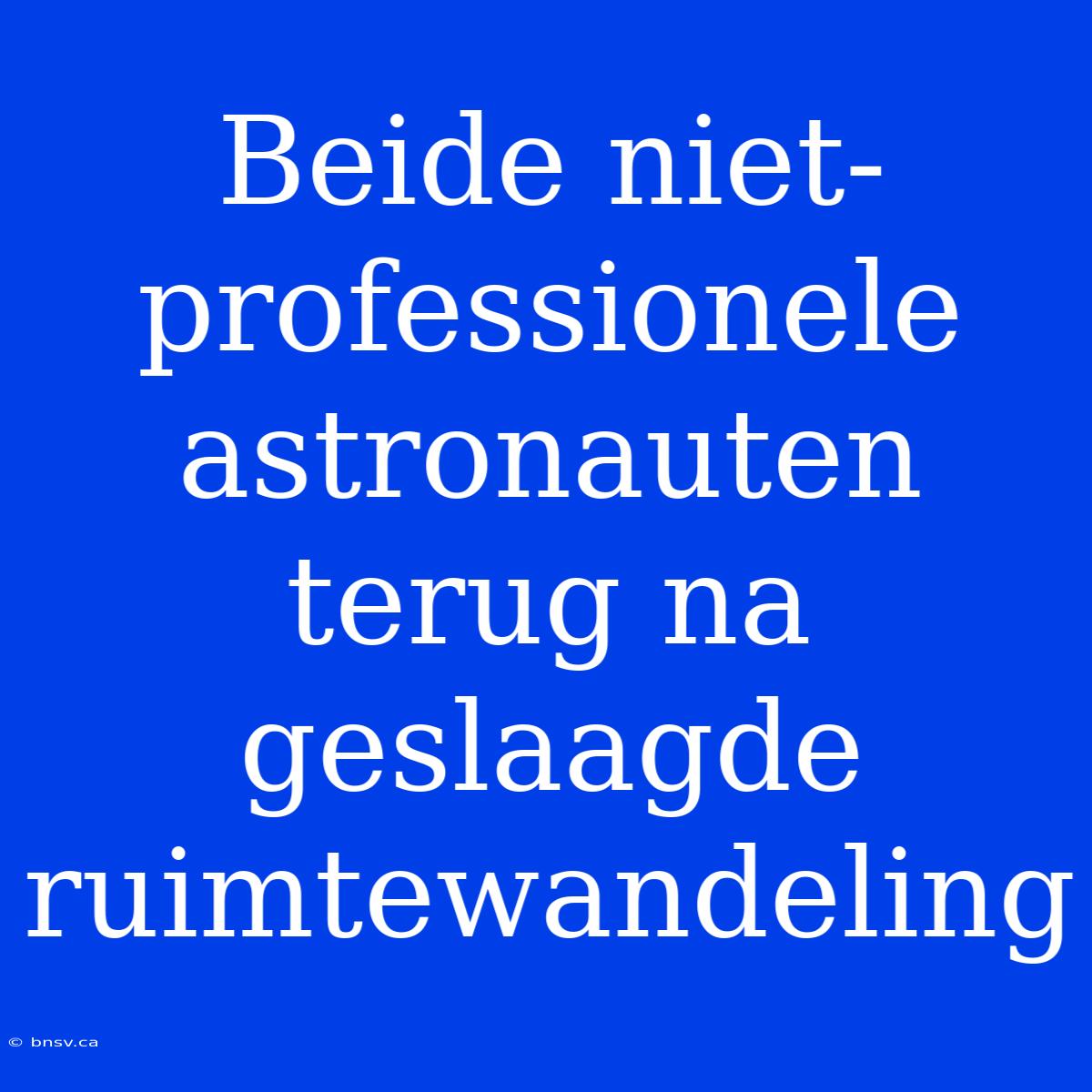 Beide Niet-professionele Astronauten Terug Na Geslaagde Ruimtewandeling