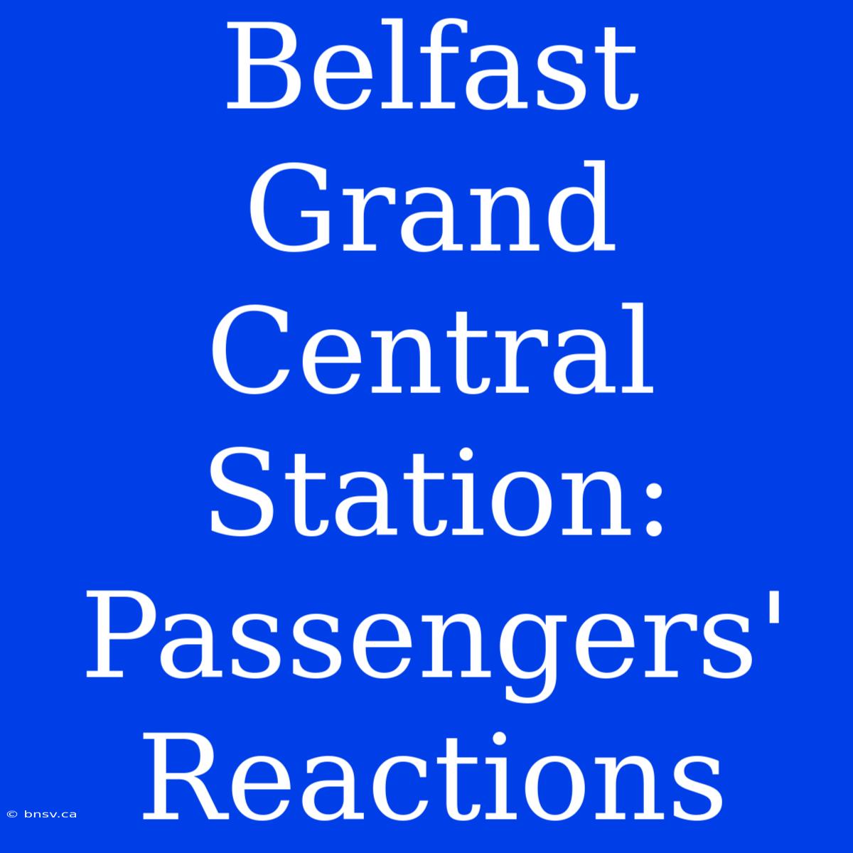 Belfast Grand Central Station: Passengers' Reactions