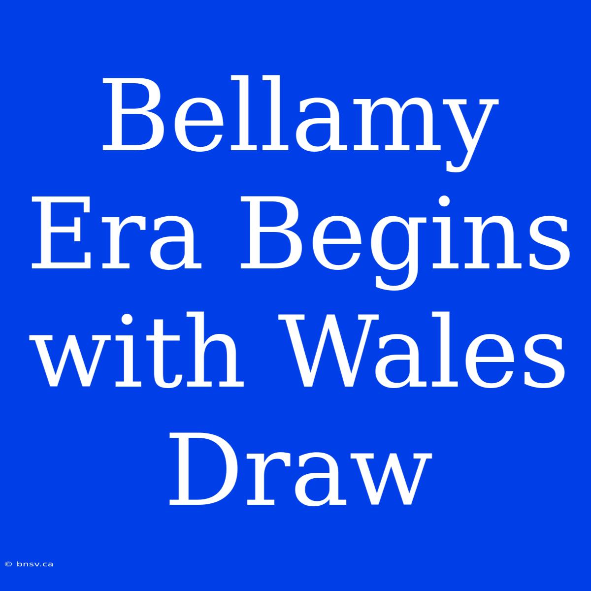 Bellamy Era Begins With Wales Draw