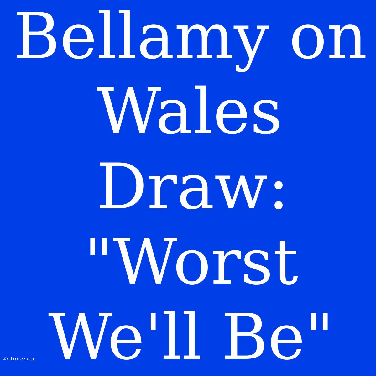 Bellamy On Wales Draw: 