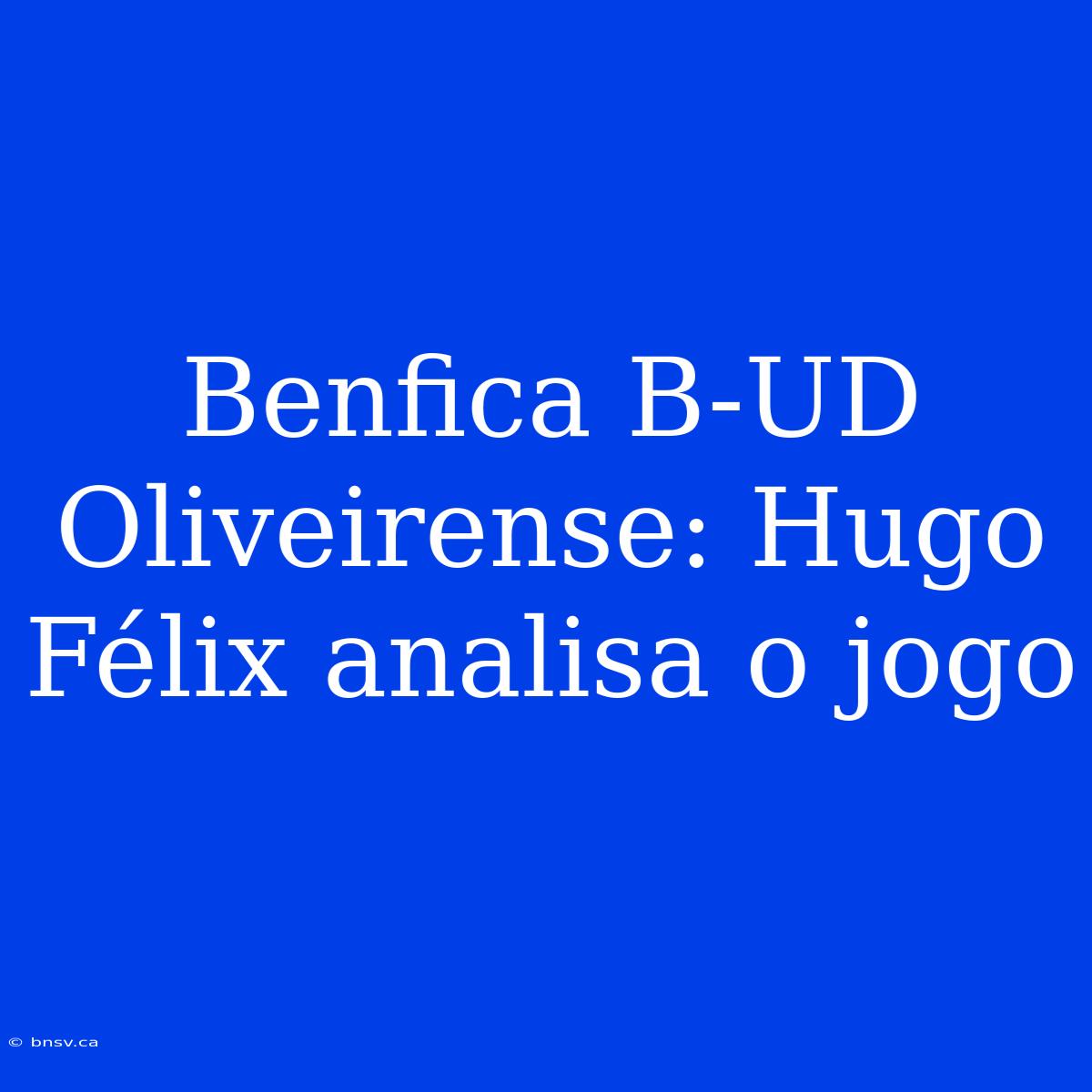 Benfica B-UD Oliveirense: Hugo Félix Analisa O Jogo