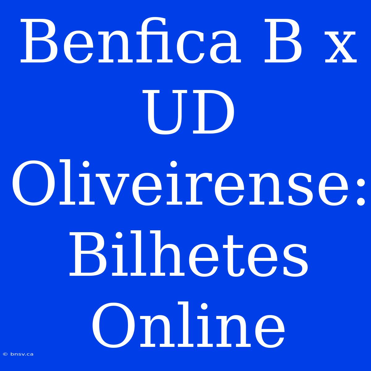 Benfica B X UD Oliveirense: Bilhetes Online