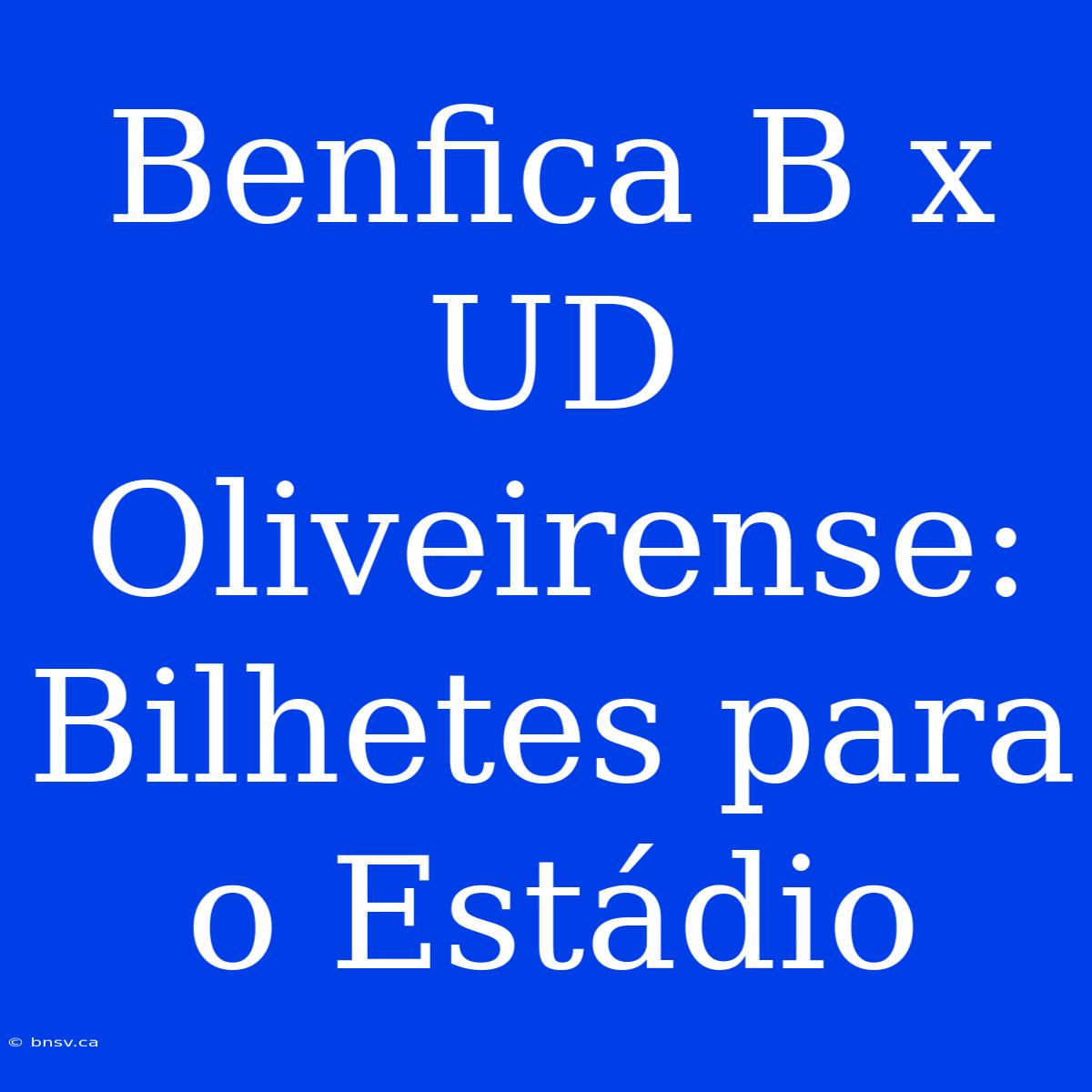 Benfica B X UD Oliveirense: Bilhetes Para O Estádio