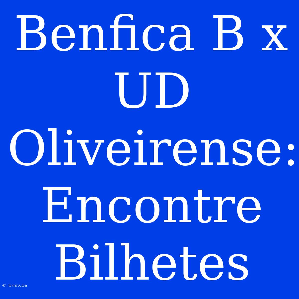 Benfica B X UD Oliveirense: Encontre Bilhetes