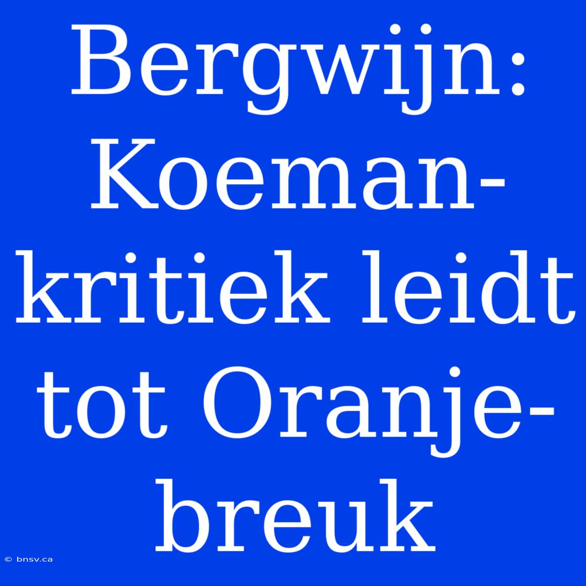 Bergwijn: Koeman-kritiek Leidt Tot Oranje-breuk