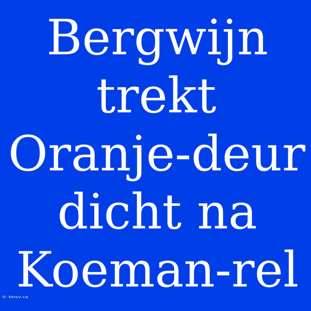 Bergwijn Trekt Oranje-deur Dicht Na Koeman-rel